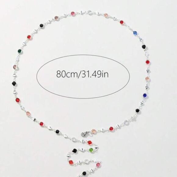 Y Lariat Sterling Silver Zircon Multicolor Necklace - Picture 7 of 7